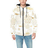 Beautiful gold japanese pattern Men's Padded Hooded Jacket