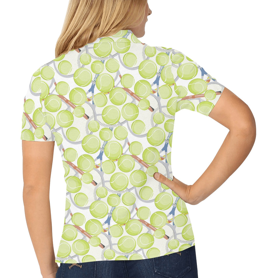 Tennis Pattern Print Design 01 Women's All Over Print Polo Shirt