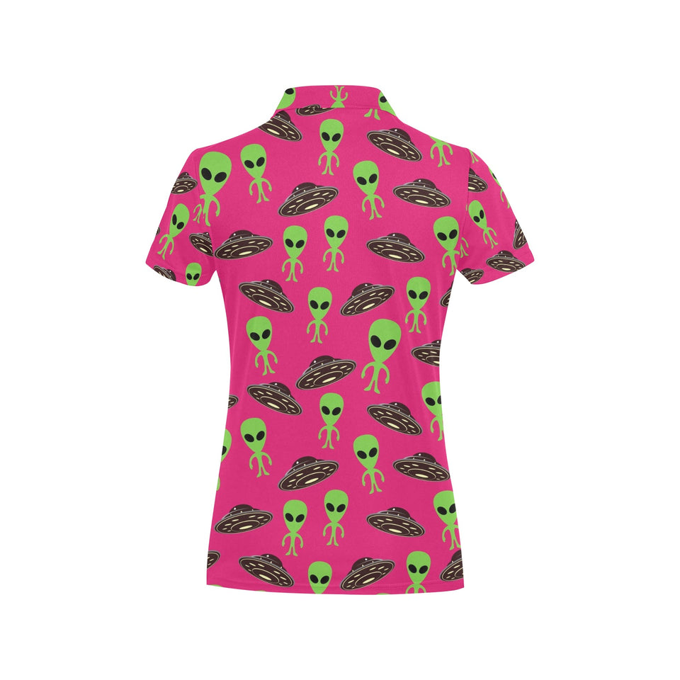 Alien Pattern Print Design 03 Women's All Over Print Polo Shirt
