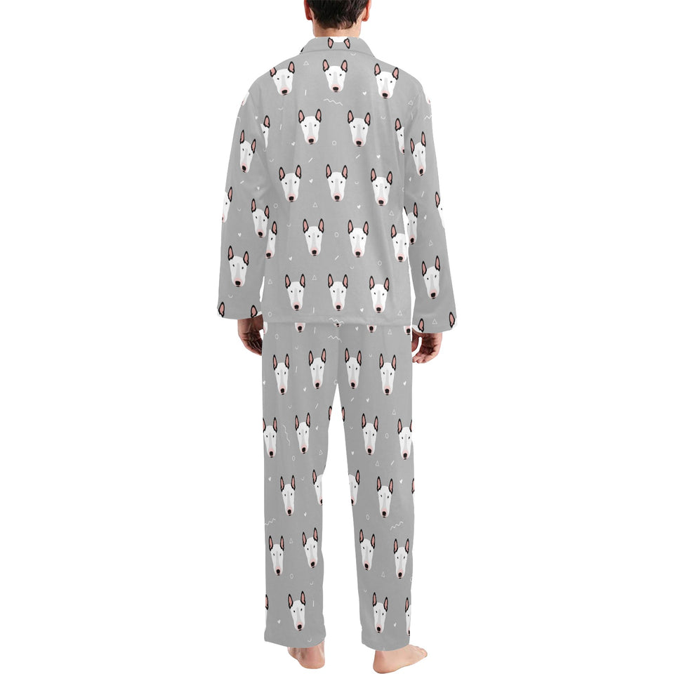 Bull Terrier Pattern Print Design 05 Men's Long Pajama Set
