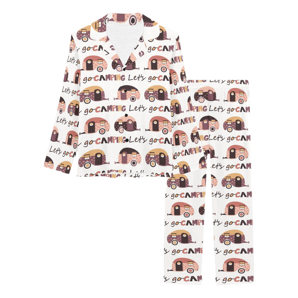 Camper Van Pattern Print Design 01 Women's Long Pajama Set