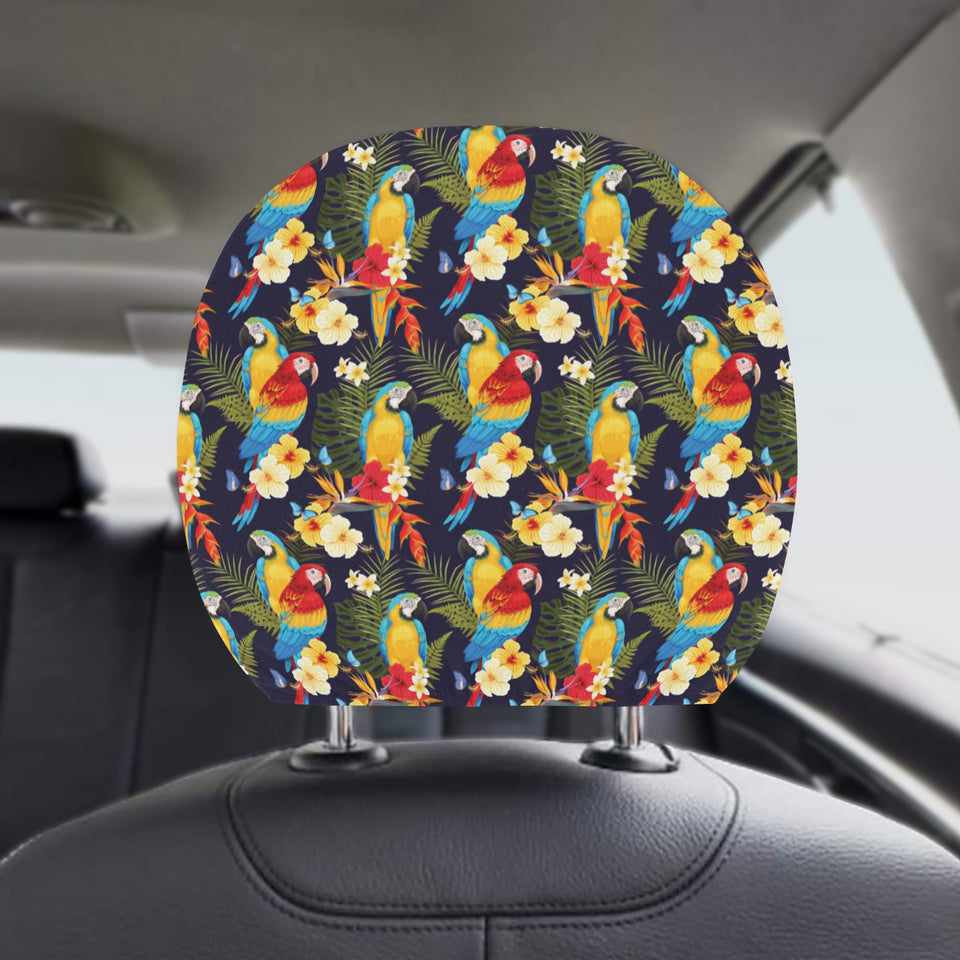 Colorful parrot flower pattern Car Headrest Cover