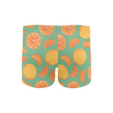 orange fruit pattern green background Men's Swimming Trunks