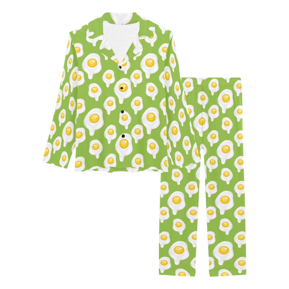 Fried Eggs Pattern Print Design 01 Women's Long Pajama Set