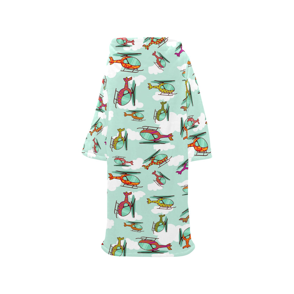 Helicopter design pattern Blanket Robe with Sleeves