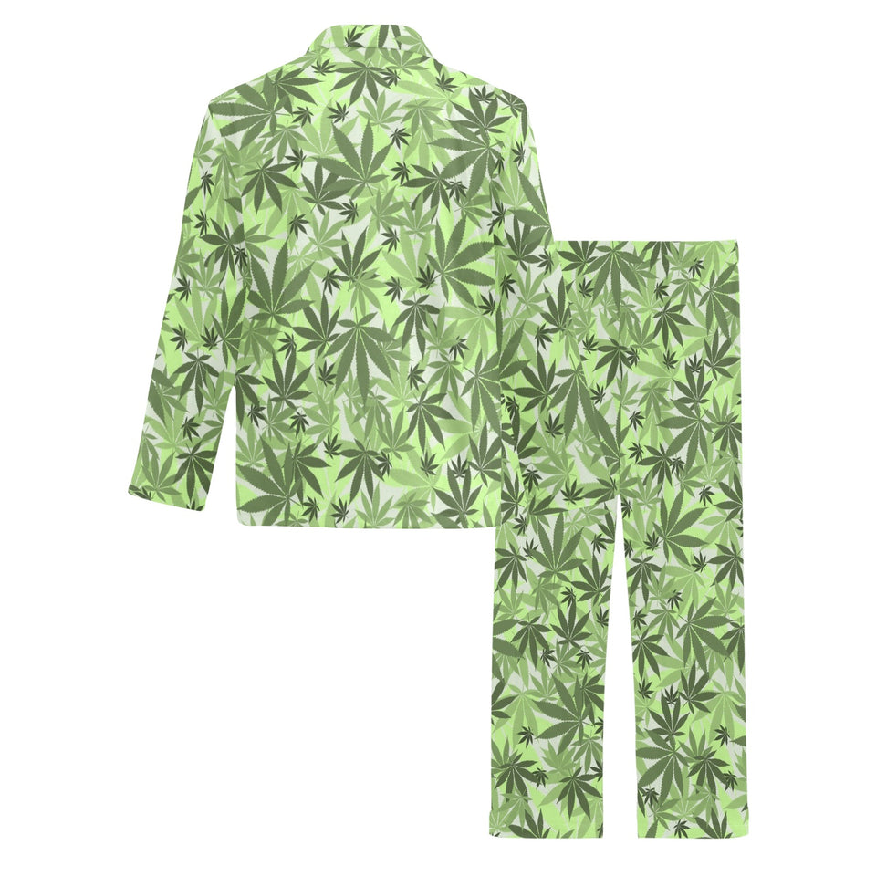 Canabis Marijuana Weed Pattern Print Design 01 Men's Long Pajama Set