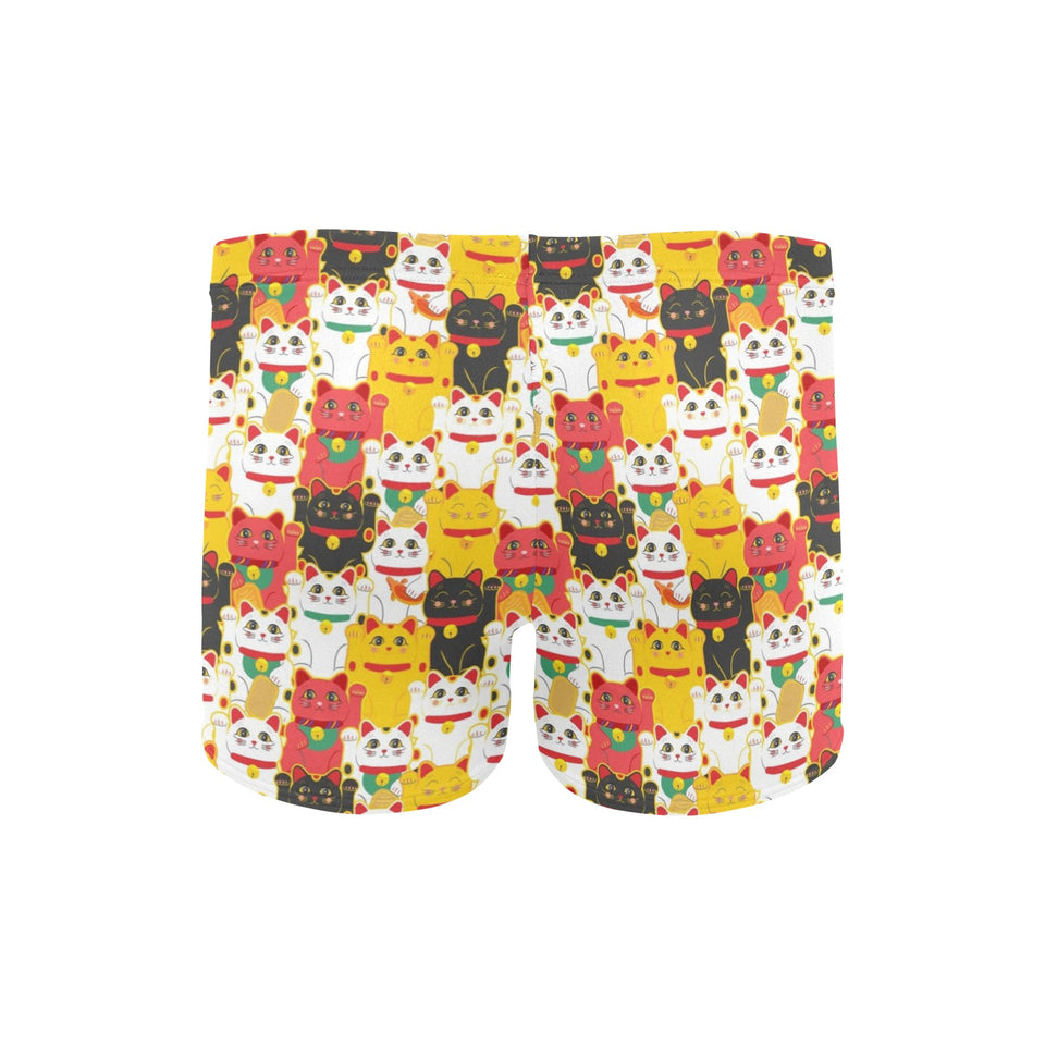 Colorful Maneki neko cat pattern Men's Swimming Trunks