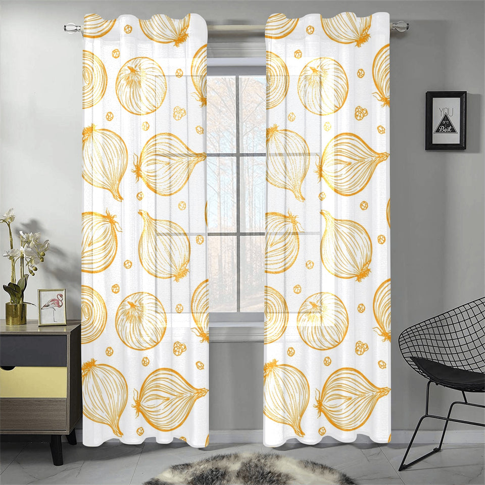 hand drawn onion pattern Gauze Curtain