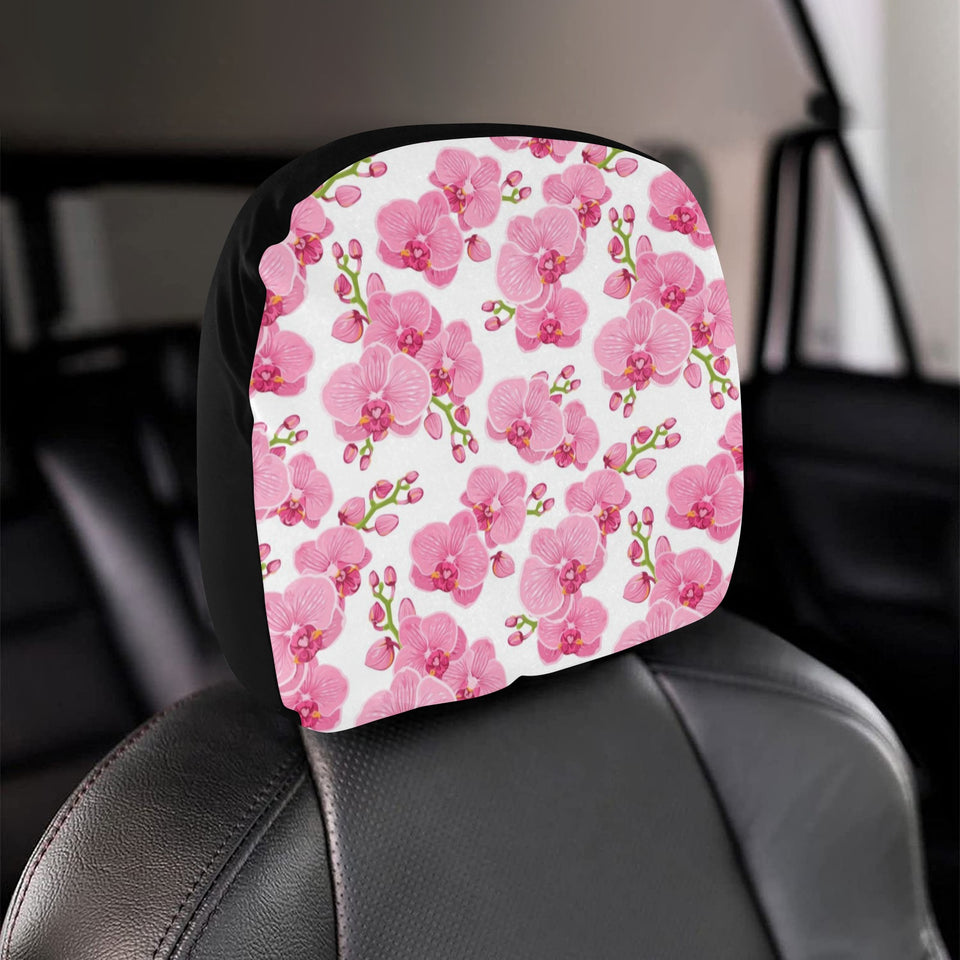 pink purple orchid pattern background Car Headrest Cover