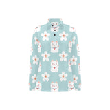 Maneki neko cat sakura Women's Long Sleeve Polo Shirt
