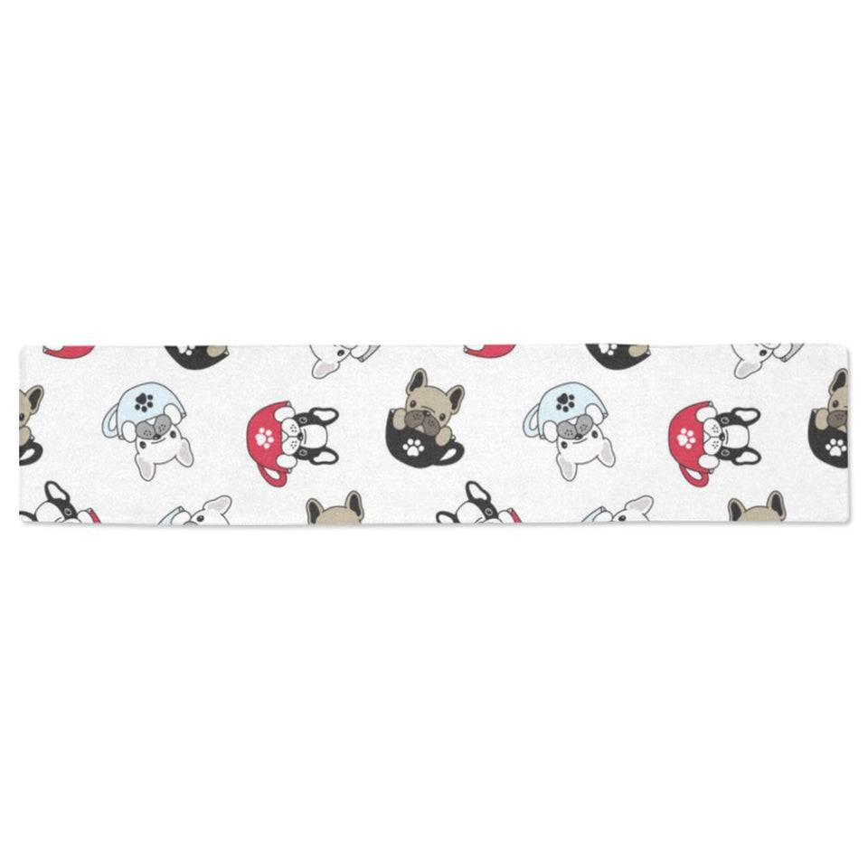 French bulldog cup paw pattern Table Runner