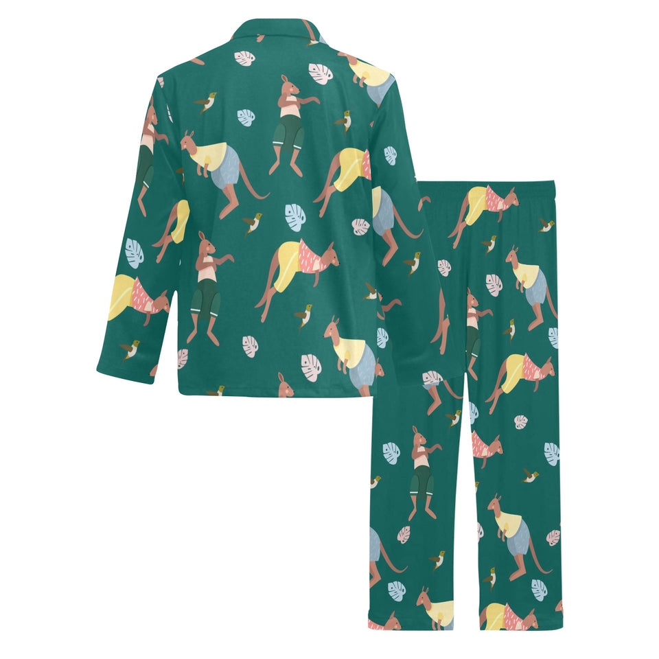 Kangaroo leaves pattern Men's Long Pajama Set