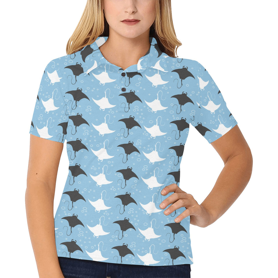 Stingray Pattern Print Design 03 Women's All Over Print Polo Shirt