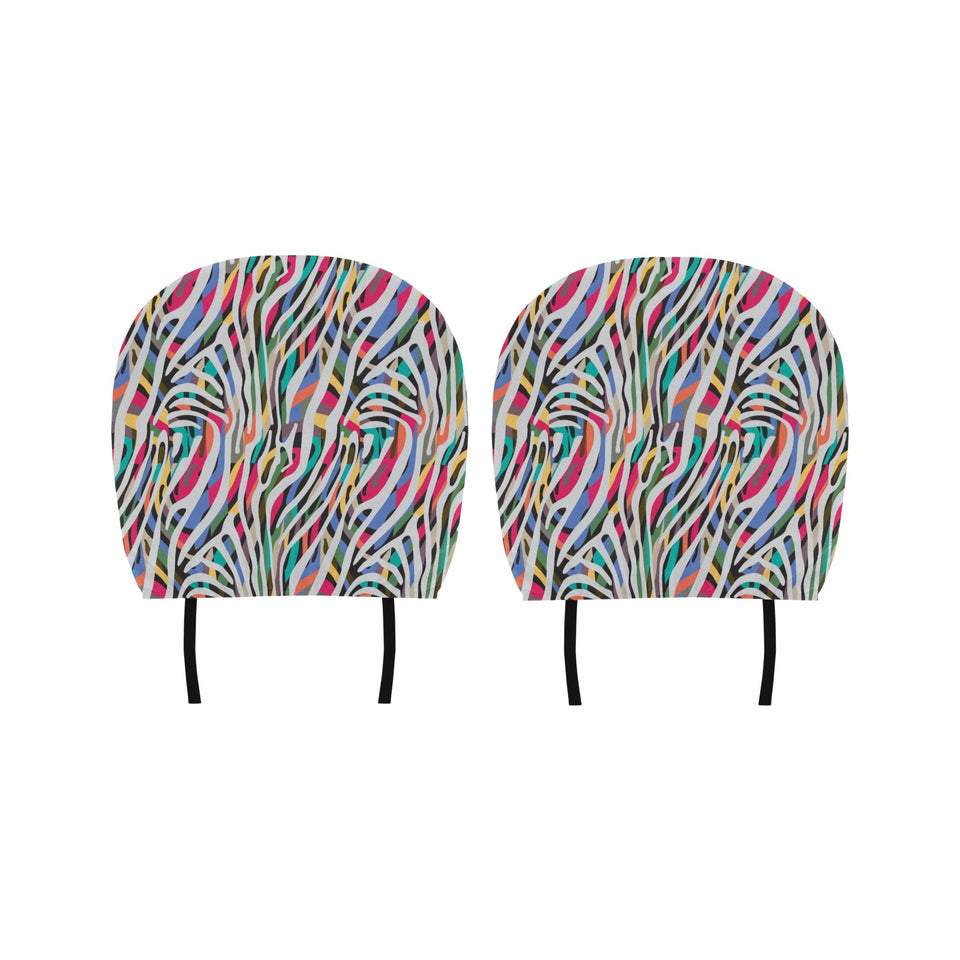 Colorful zebra skin pattern Car Headrest Cover