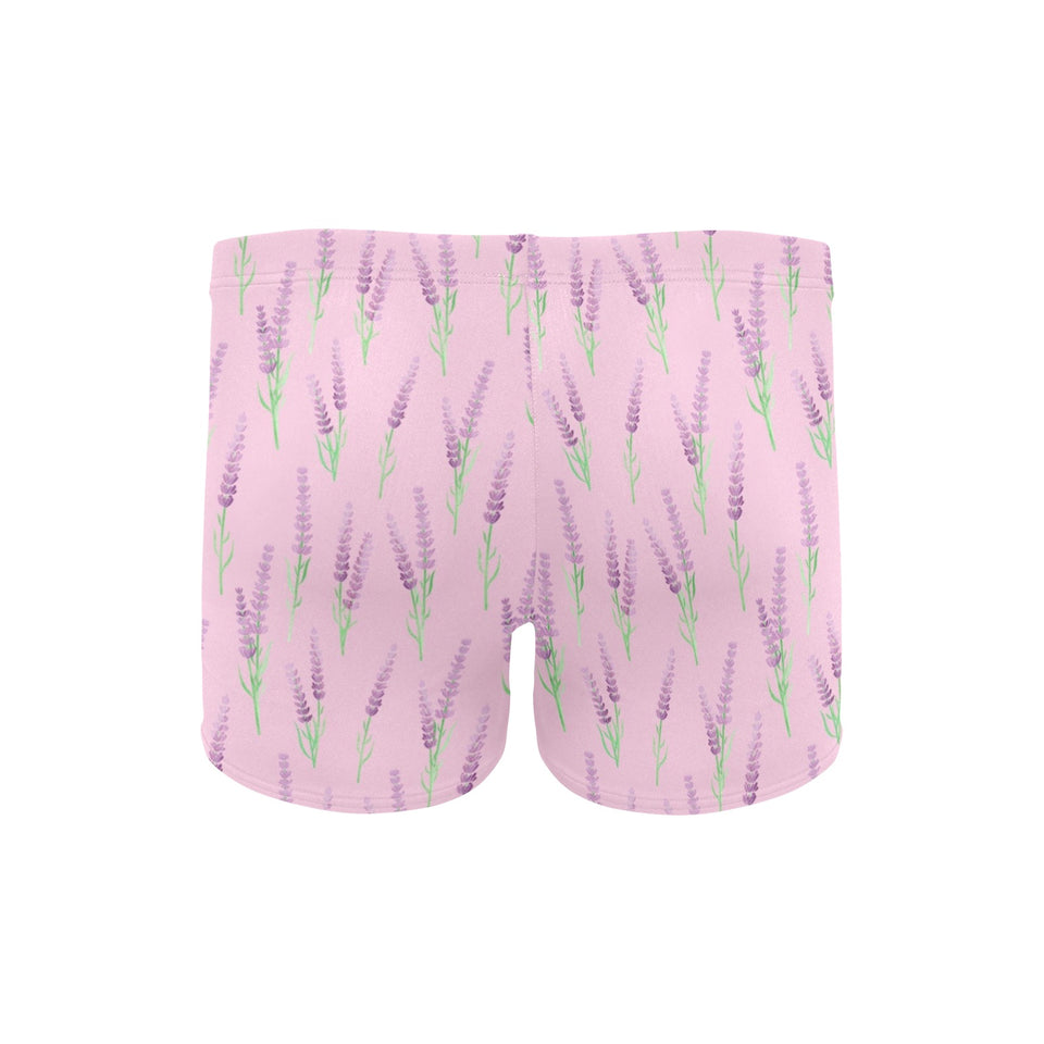 Lavender pattern pink background Men's Swimming Trunks