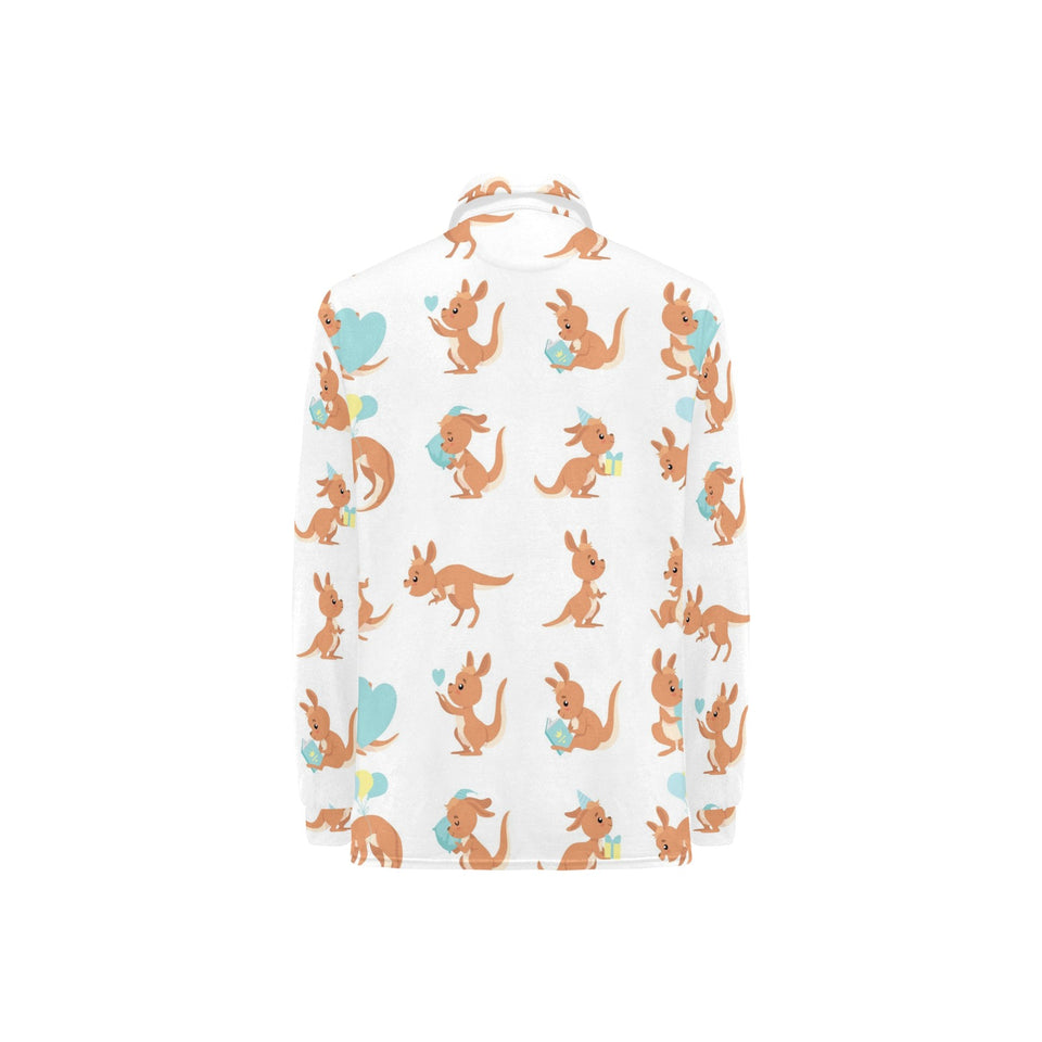 Cute Kangaroo pattern Women's Long Sleeve Polo Shirt