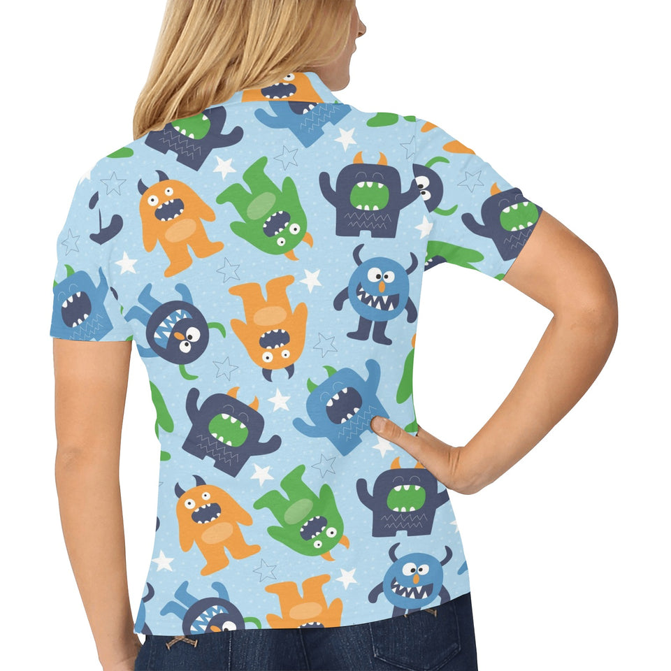 Alien Pattern Print Design 04 Women's All Over Print Polo Shirt