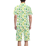 Cactus pattern copy Men's V-Neck Short Pajama Set