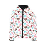 Pretzels Pattern Print Design 04 Kids' Boys' Girls' Padded Hooded Jacket
