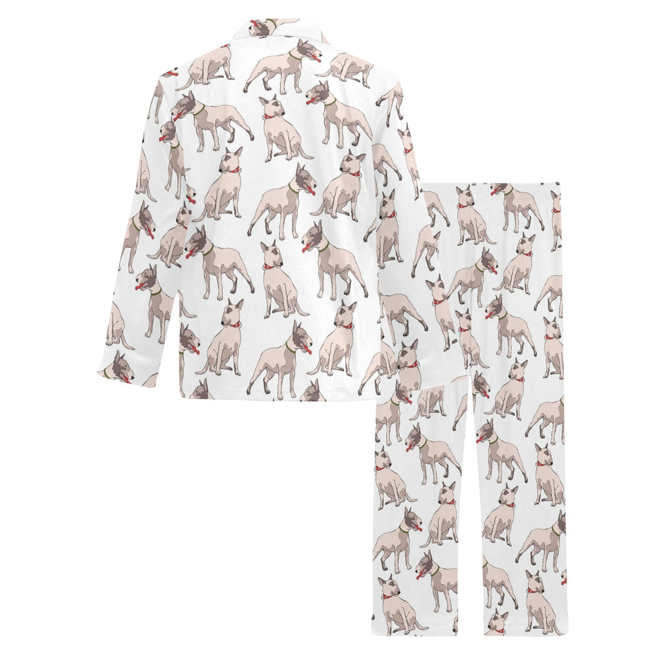 Bull Terrier Pattern Print Design 04 Men's Long Pajama Set