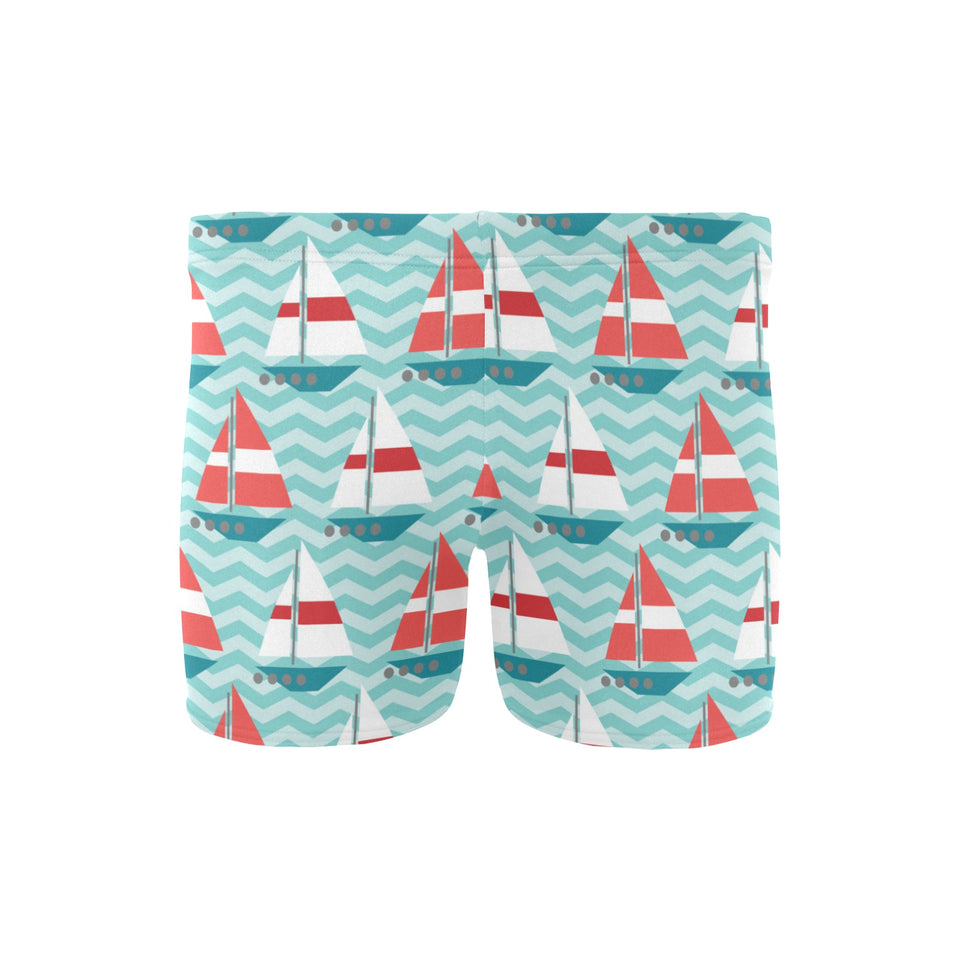 Red White sailboat wave background Men's Swimming Trunks