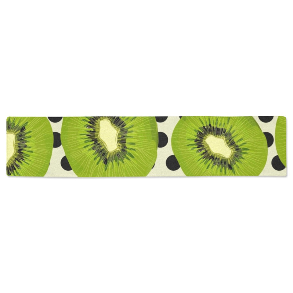 kiwi black dot background Table Runner