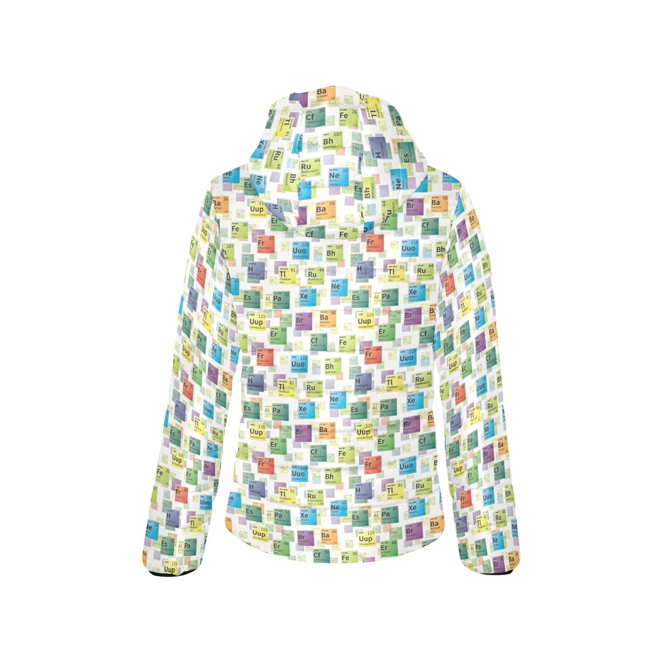 Chemistry Periodic Table Pattern Print Design 05 Women's Padded Hooded Jacket