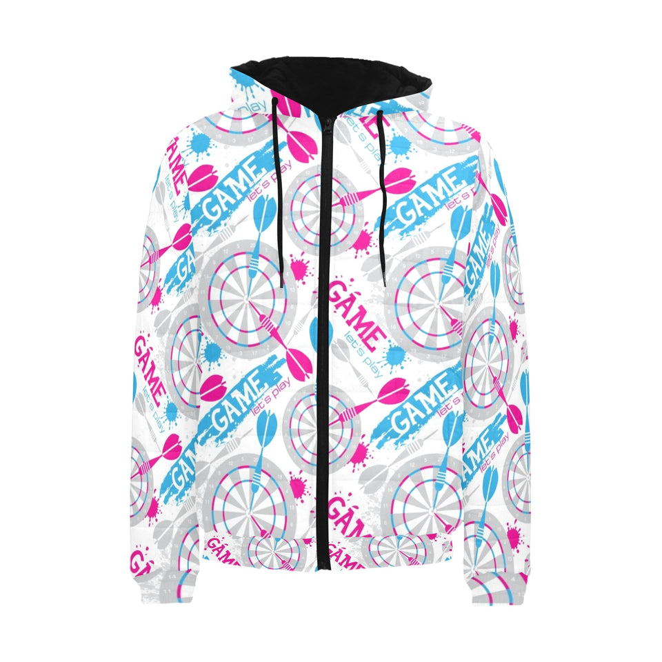 Darts Pattern Print Design 01 Men's Padded Hooded Jacket