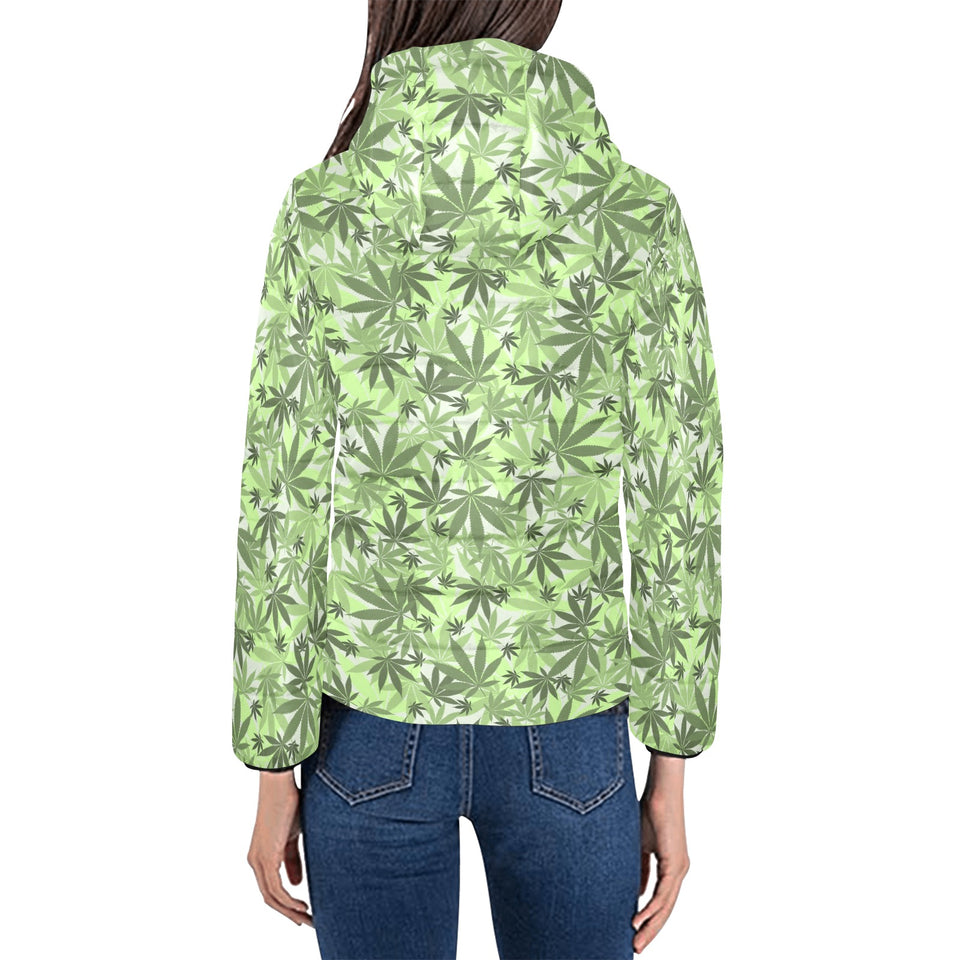 Canabis Marijuana Weed Pattern Print Design 01 Women's Padded Hooded Jacket