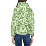 Canabis Marijuana Weed Pattern Print Design 01 Women's Padded Hooded Jacket