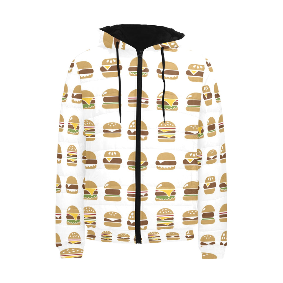 Hamburger Pattern Print Design 02 Men's Padded Hooded Jacket