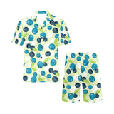 blueberry flower pattern Men's V-Neck Short Pajama Set