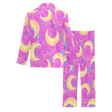 Moon pink rose background Men's Long Pajama Set