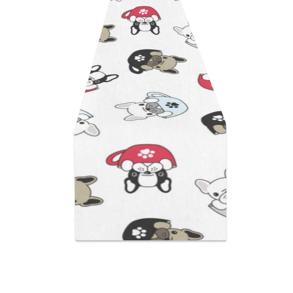French bulldog cup paw pattern Table Runner
