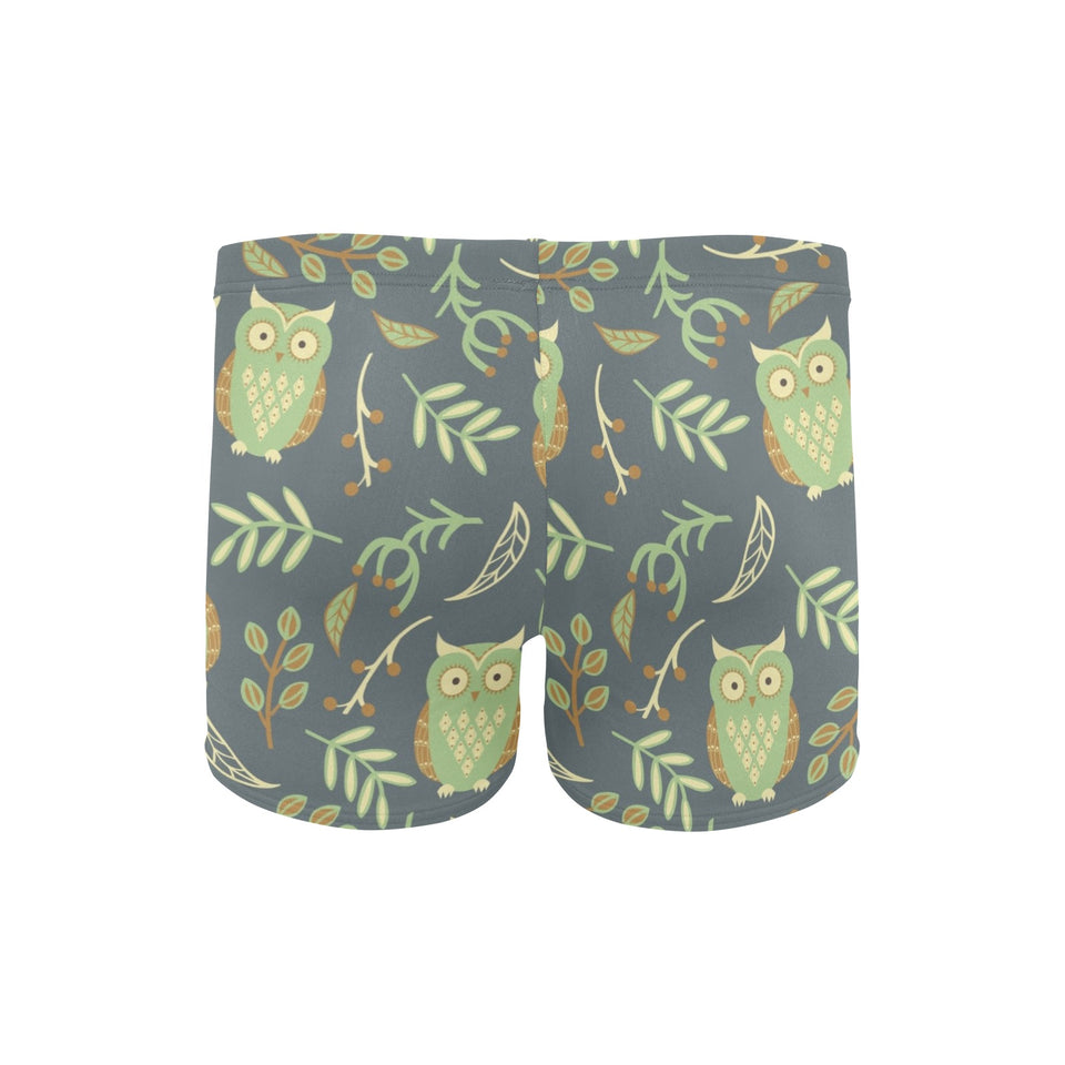 Cute owls leaves pattern Men's Swimming Trunks