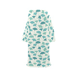 Green ginkgo leaves pattern Blanket Robe with Sleeves