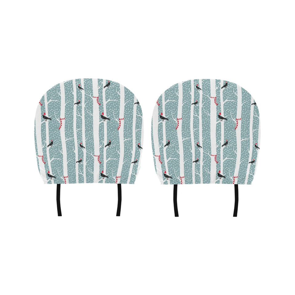 Crows christmas hat scarf Car Headrest Cover