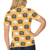 Bull Terrier Pattern Print Design 03 Women's All Over Print Polo Shirt