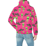 Alien Pattern Print Design 03 Men's Padded Hooded Jacket