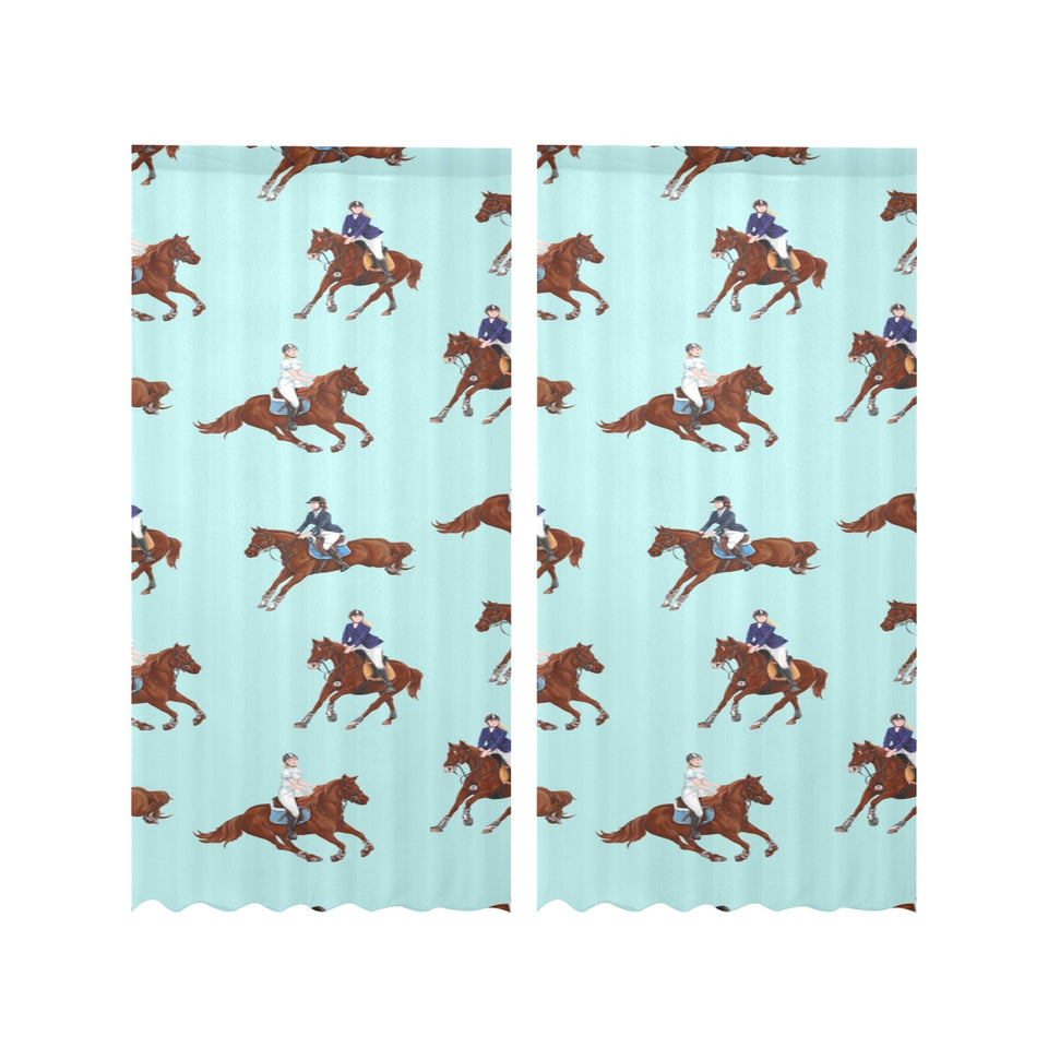 Horses running horses rider pattern Gauze Curtain