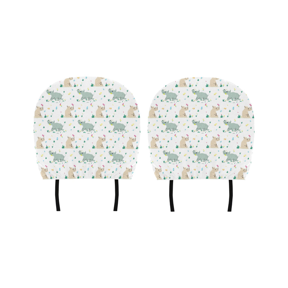 Cute Rhino pattern Car Headrest Cover