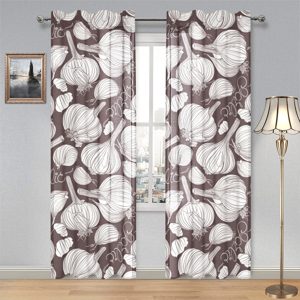 Garlic bulb dark background Gauze Curtain