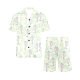 Seahorse shell pattern Men's V-Neck Short Pajama Set