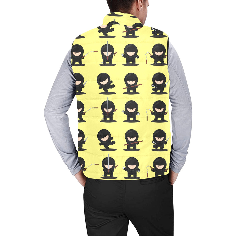 Cute ninja yellow background Men's Padded Vest