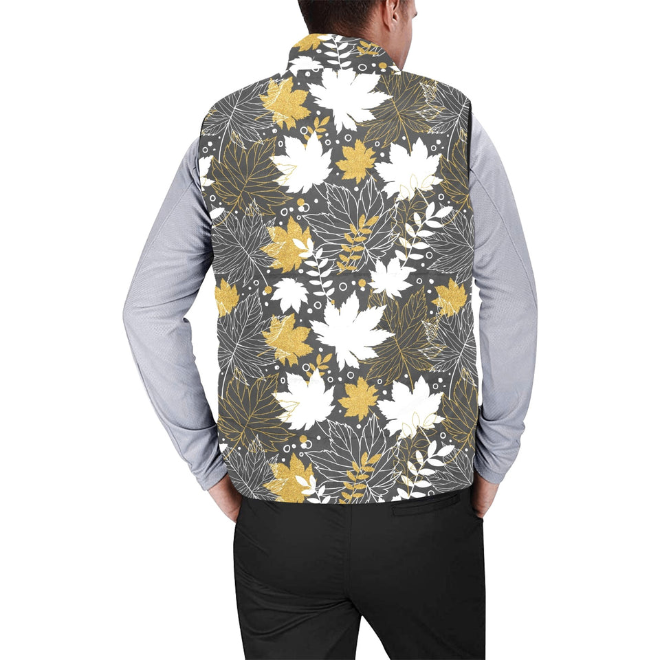 Beautiful gold autumn maple leaf pattern Men's Padded Vest