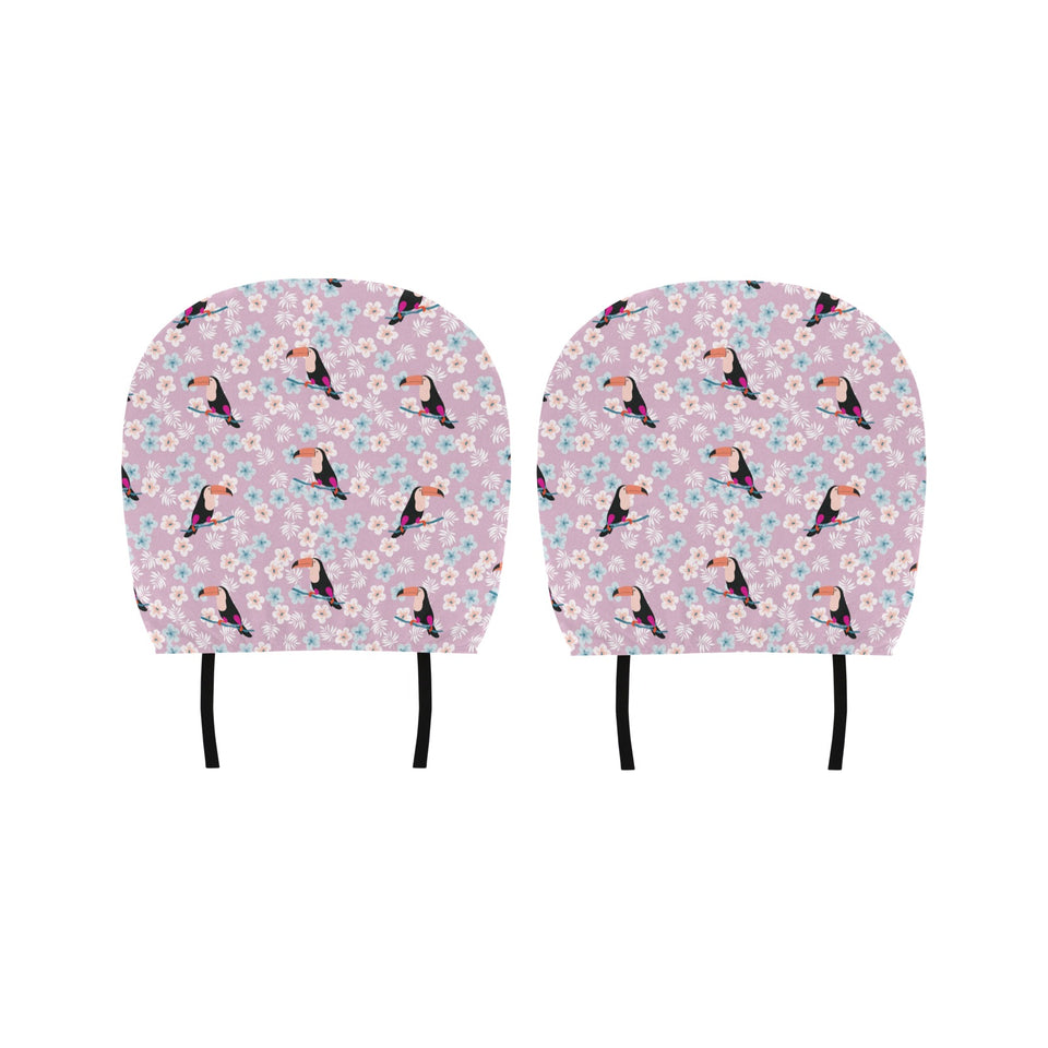 Beautiful toucan flower leaves Car Headrest Cover