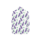 Eggplant Pattern Print Design 05 Women's Long Sleeve Polo Shirt