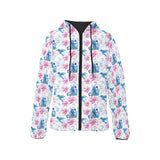 Hummingbird Pattern Print Design 02 Women's Padded Hooded Jacket