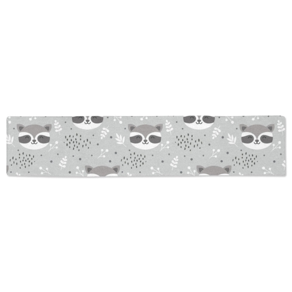 Cute raccoons leaves dot Table Runner