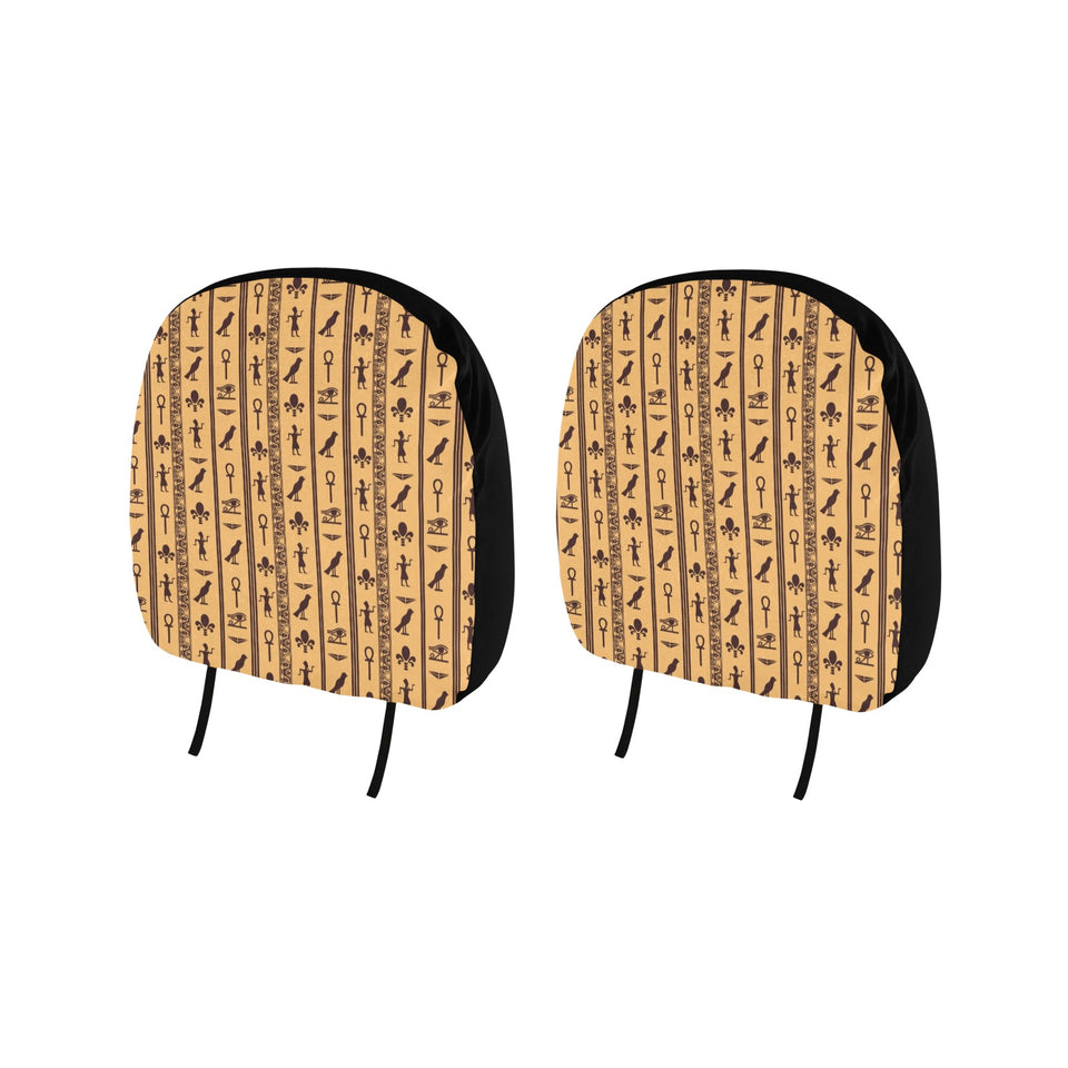 Egypt Hieroglyphics Pattern Print Design 02 Car Headrest Cover